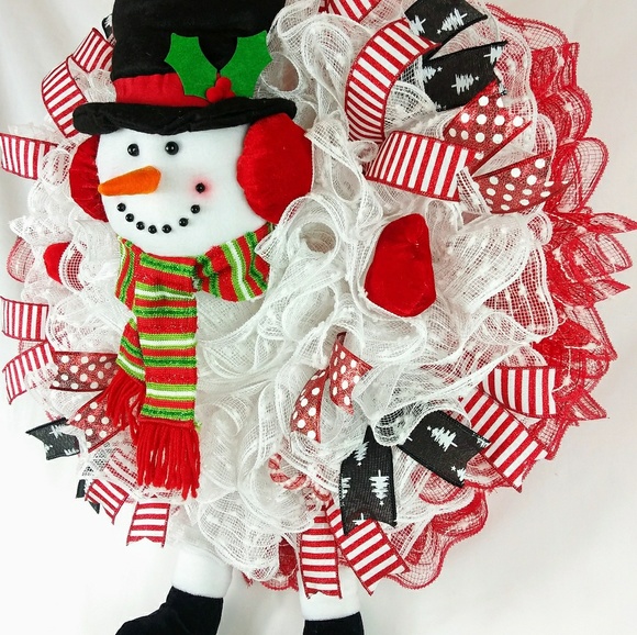 SOLD🎀Christmas Jolly Snowman Wreath - Picture 2 of 7